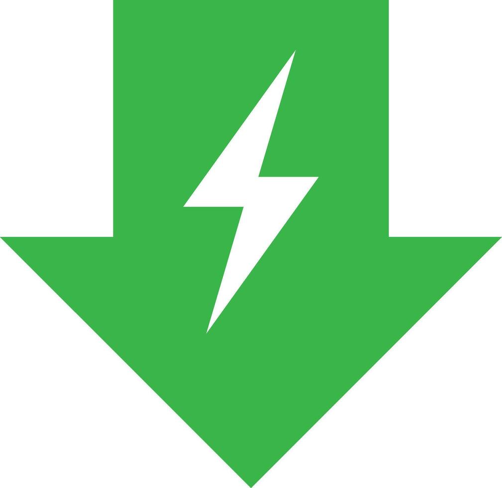 Green energy reduction arrow icon . Reduce energy icon vector