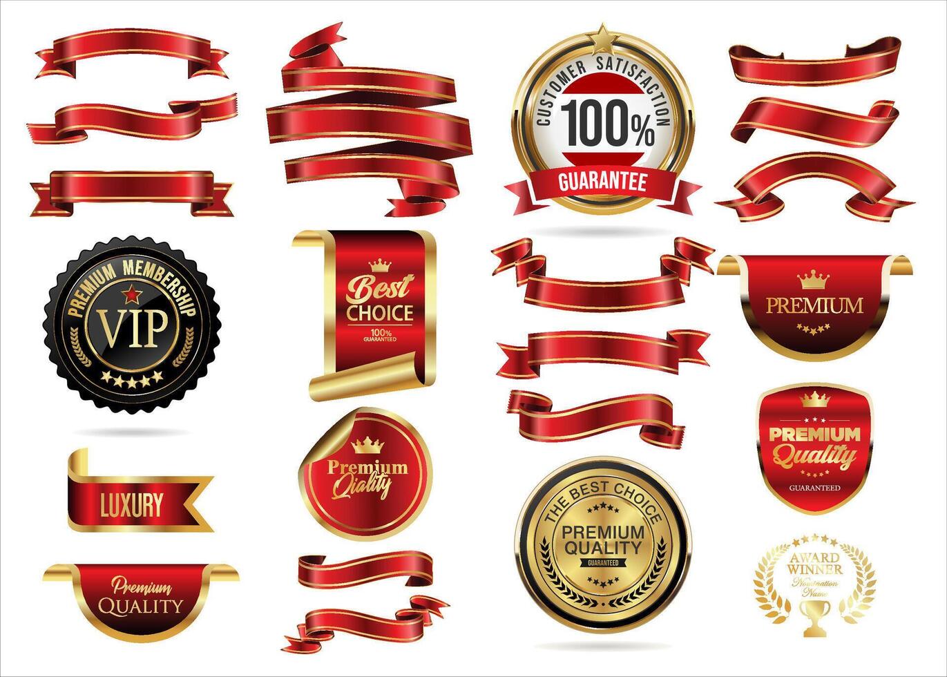 VIP and premium emblem red and gold isolated on white background vector