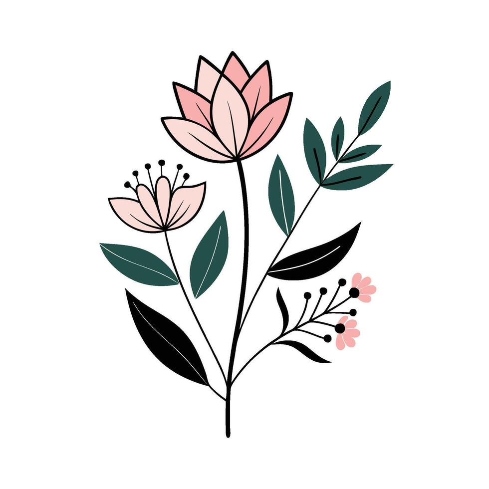 Minimalistic Botanical Art Featuring Negative Space vector