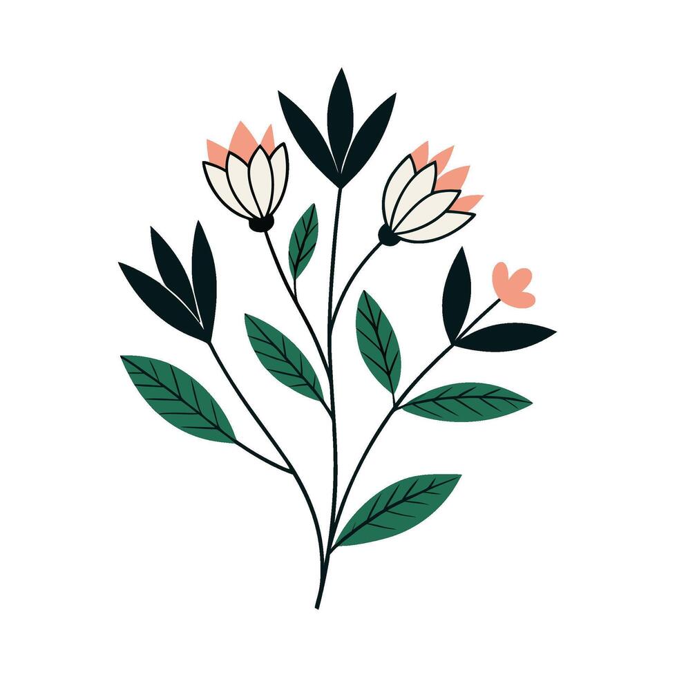 Negative Space Floral Artwork in Minimal Style vector