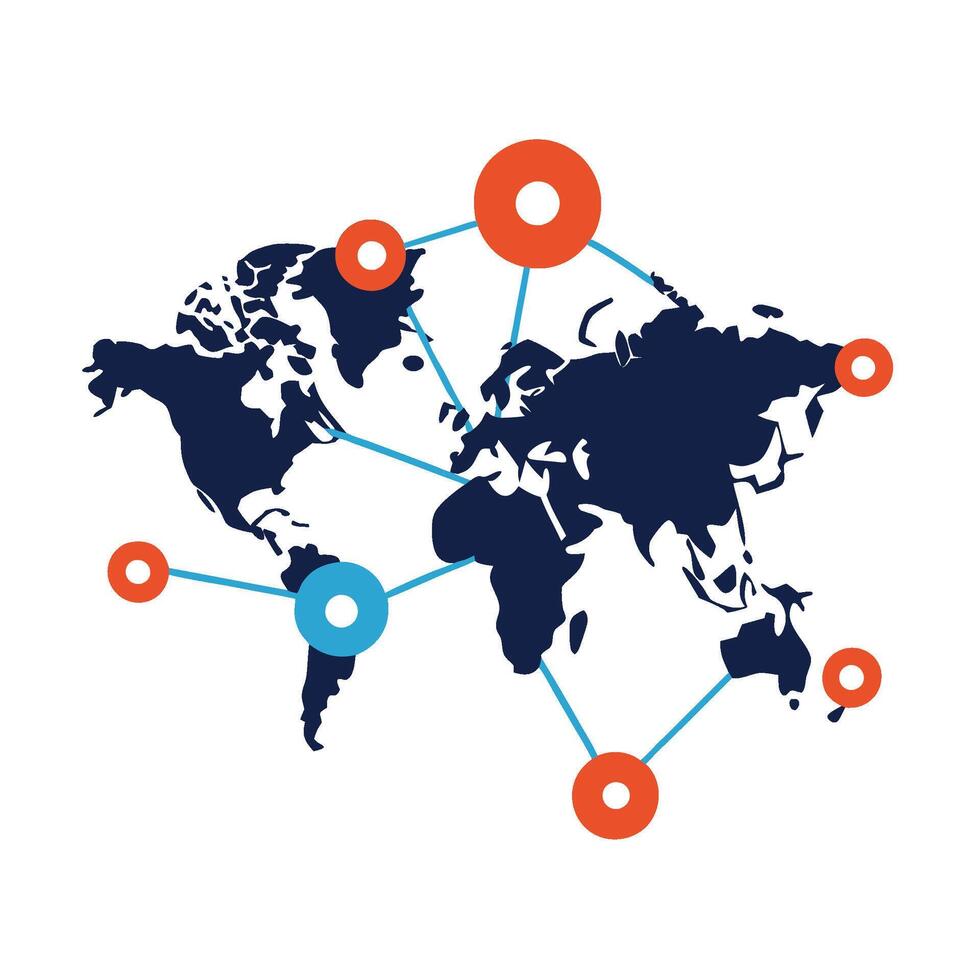 Global Network Map for Business Connectivity vector