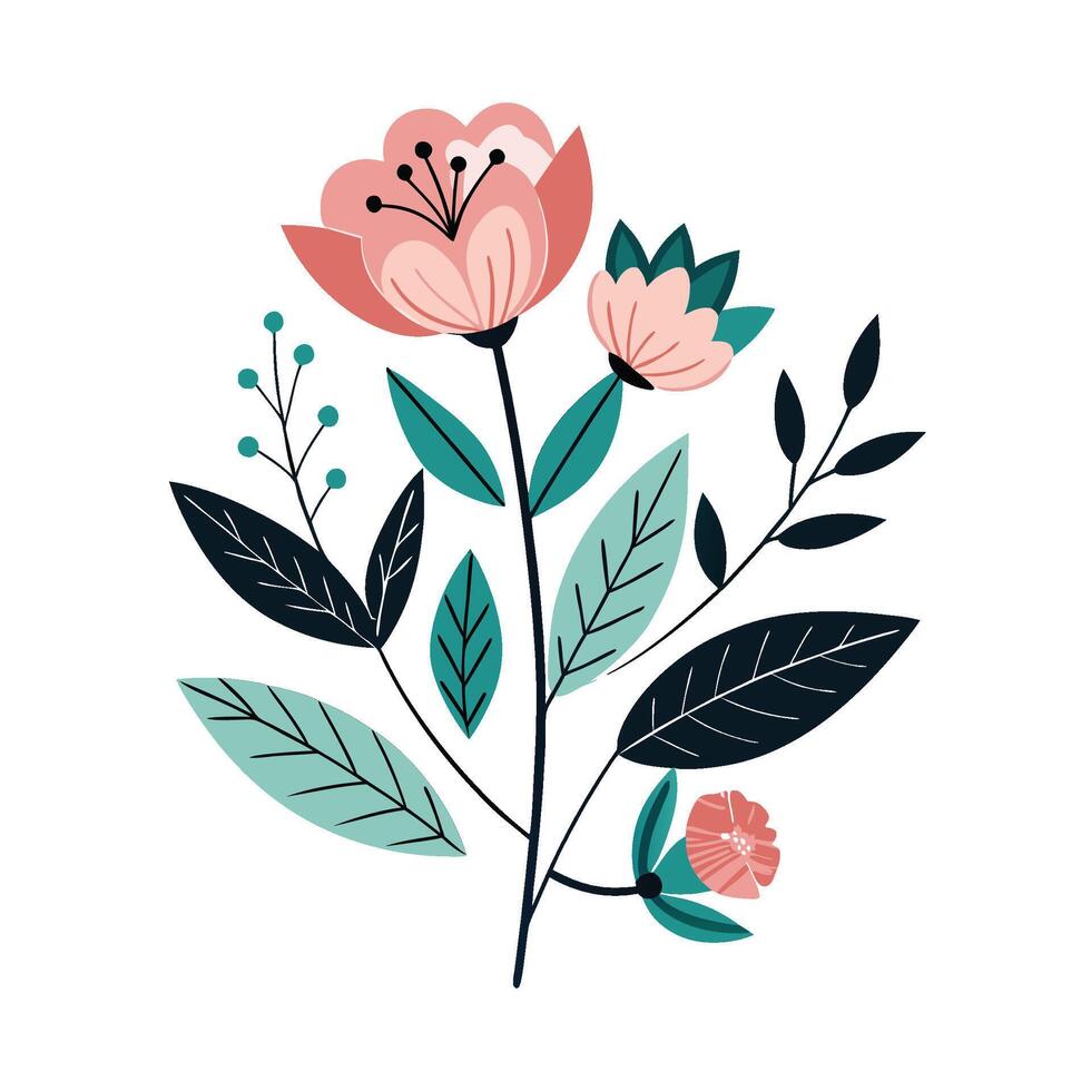 Subdued Botanical Design with Negative Space Emphasis vector