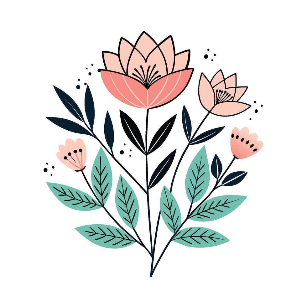 Minimalist Botanical Lines on White Canvas vector