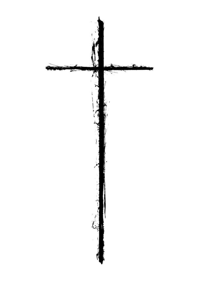 Minimal modern grunge style Christian cross design vector