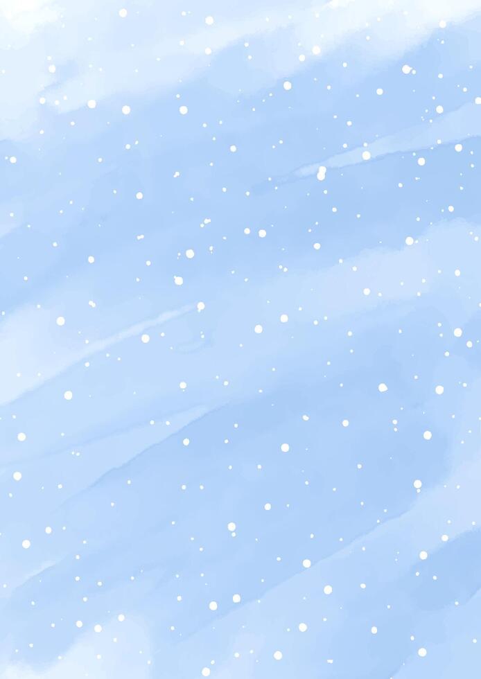 Hand painted watercolour Christmas background with snow overlay vector