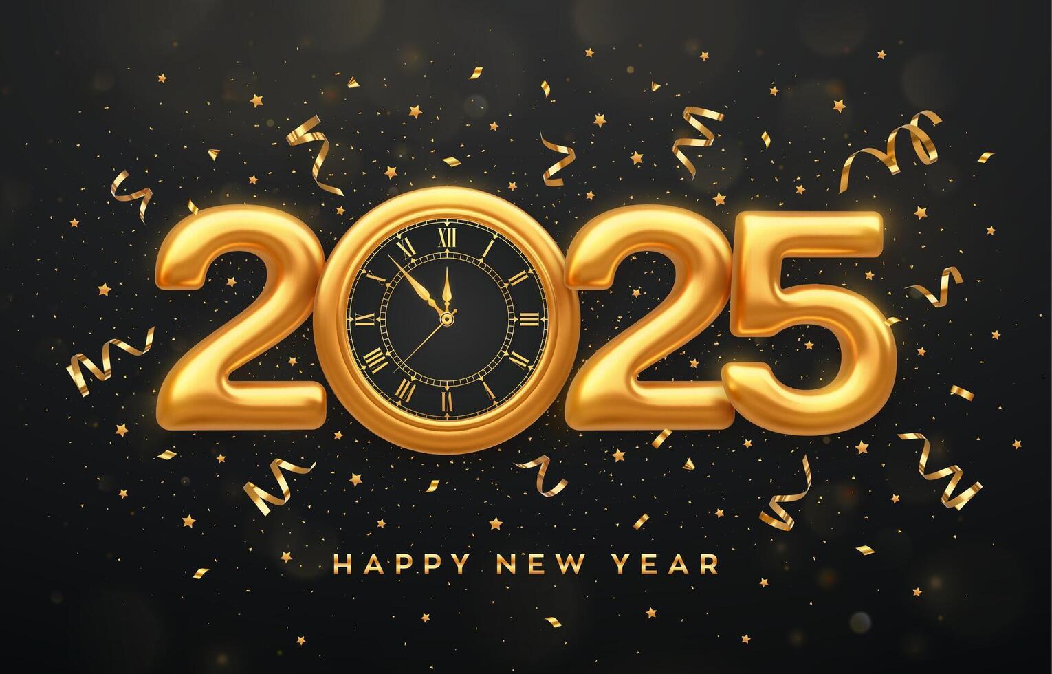 男性に人気！ Happy New Year 2025. Golden metallic numbers 2025, gold フラワー・ガーデニング