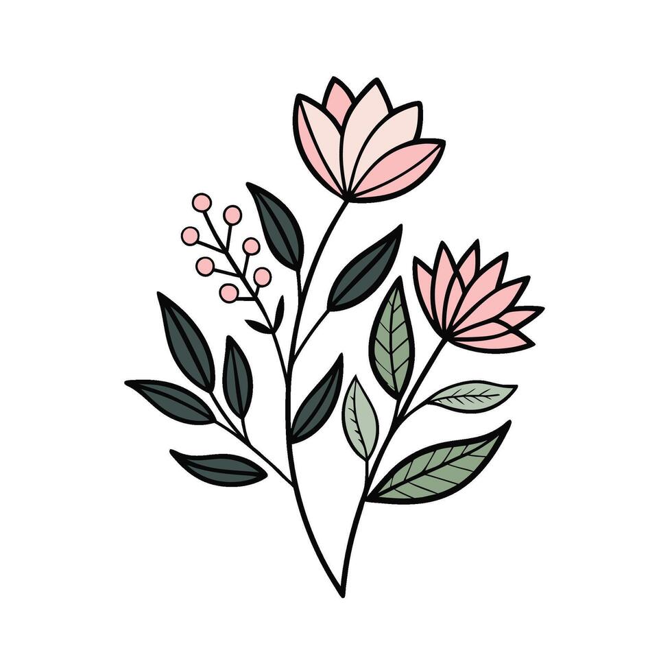 Elegant White Background Floral with Simple Lines vector
