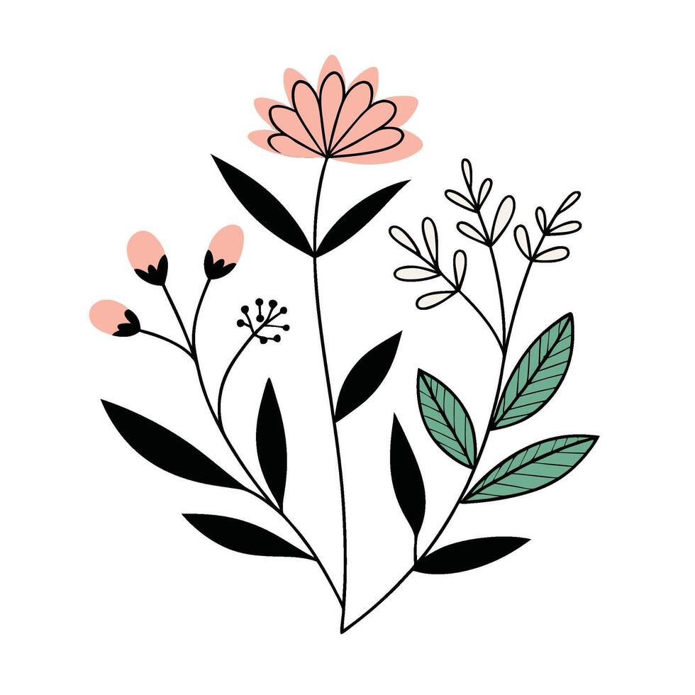 Negative Space-Enhanced Floral Line Design vector