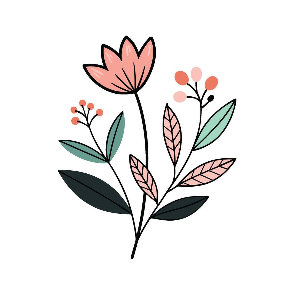 Open Space Floral Art in Minimalist Design vector