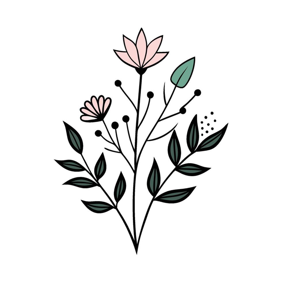 White Space Floral Illustration with Minimal Style vector