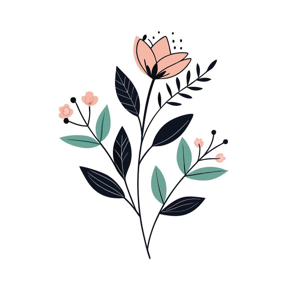 Airy Botanical Design with Negative Space vector