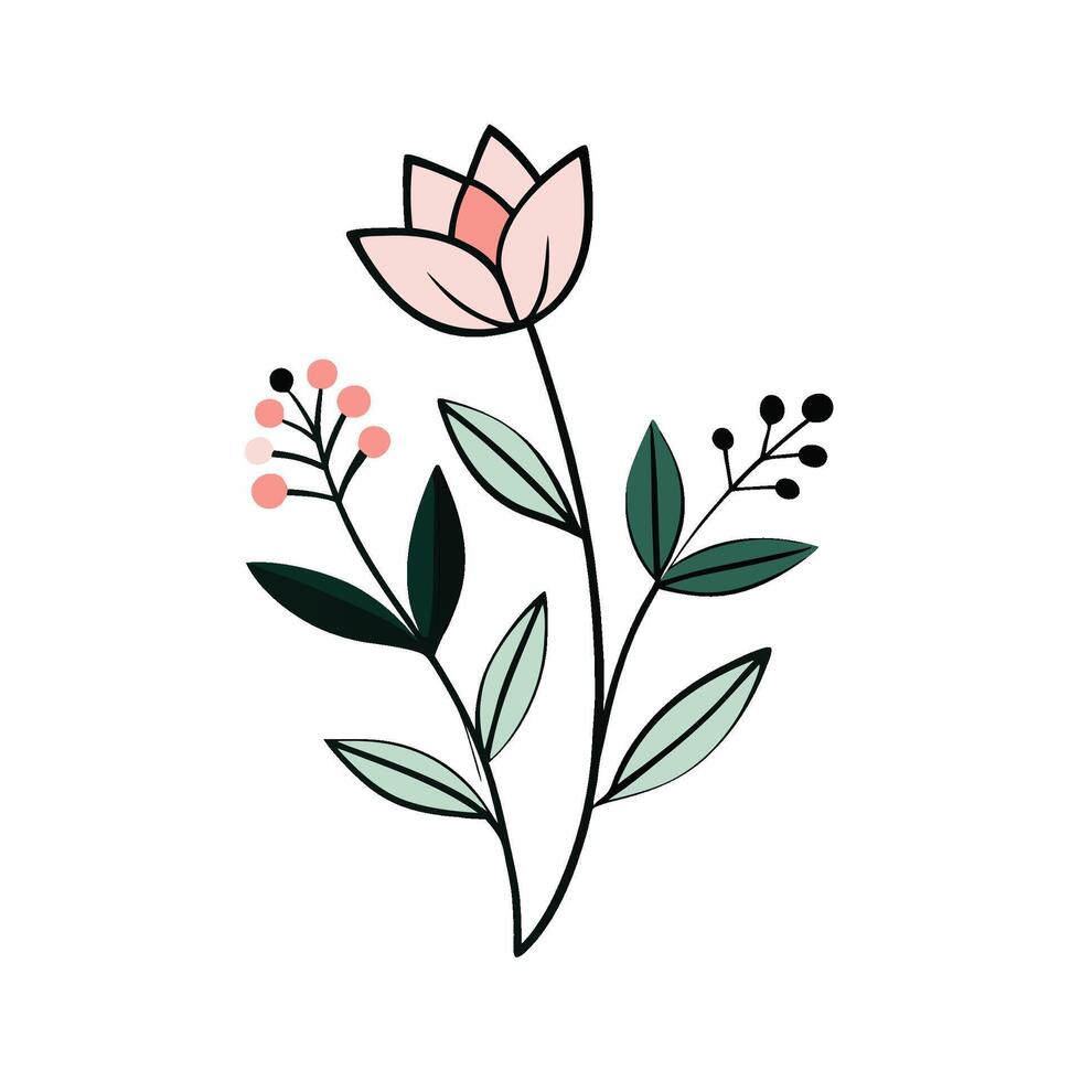 Clean Line Floral Art Emphasizing Negative Space vector