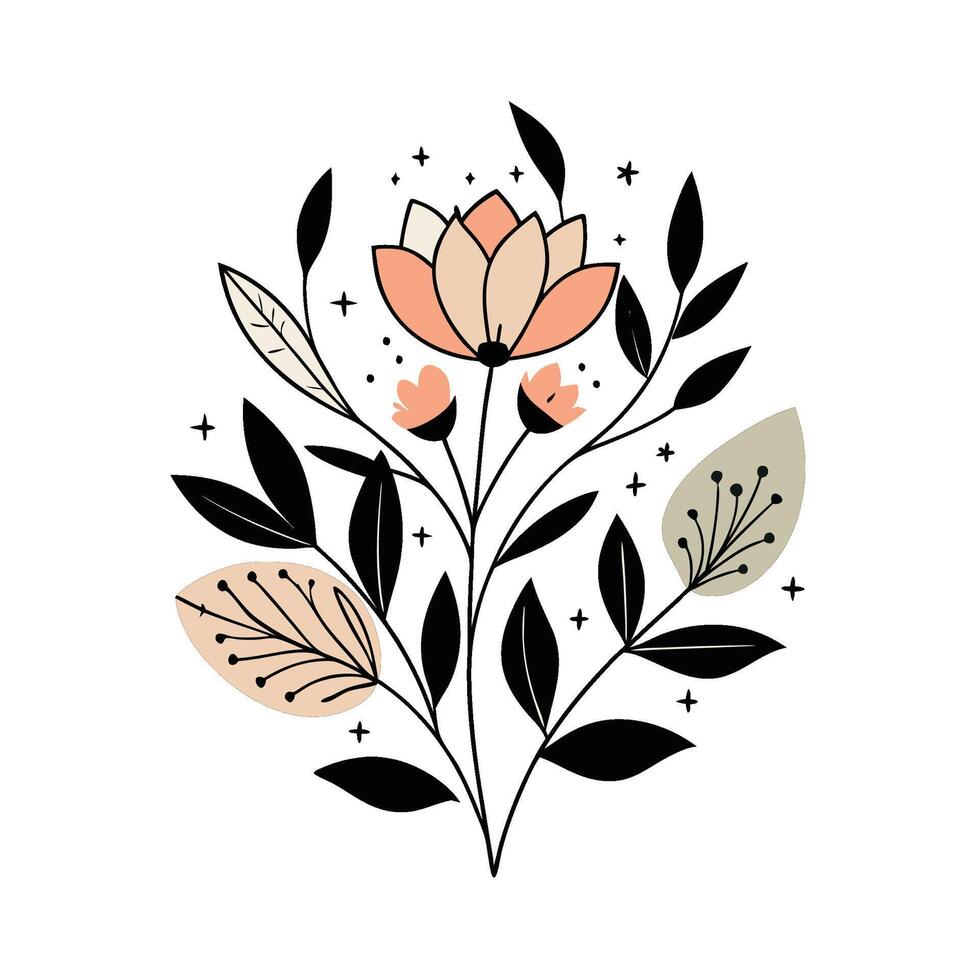 Simple Floral Composition on White Background vector