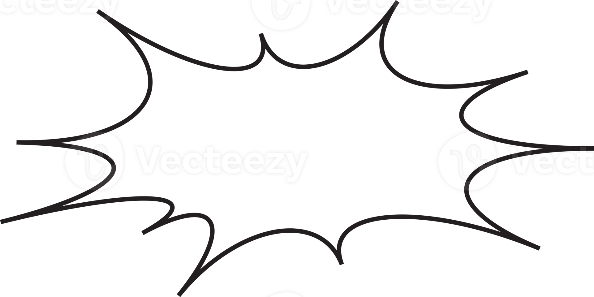 Comic speech bubble. Manga pop art outline frame for text. Box for dialog and messages. Chat shape of shock shout and scream actions. png