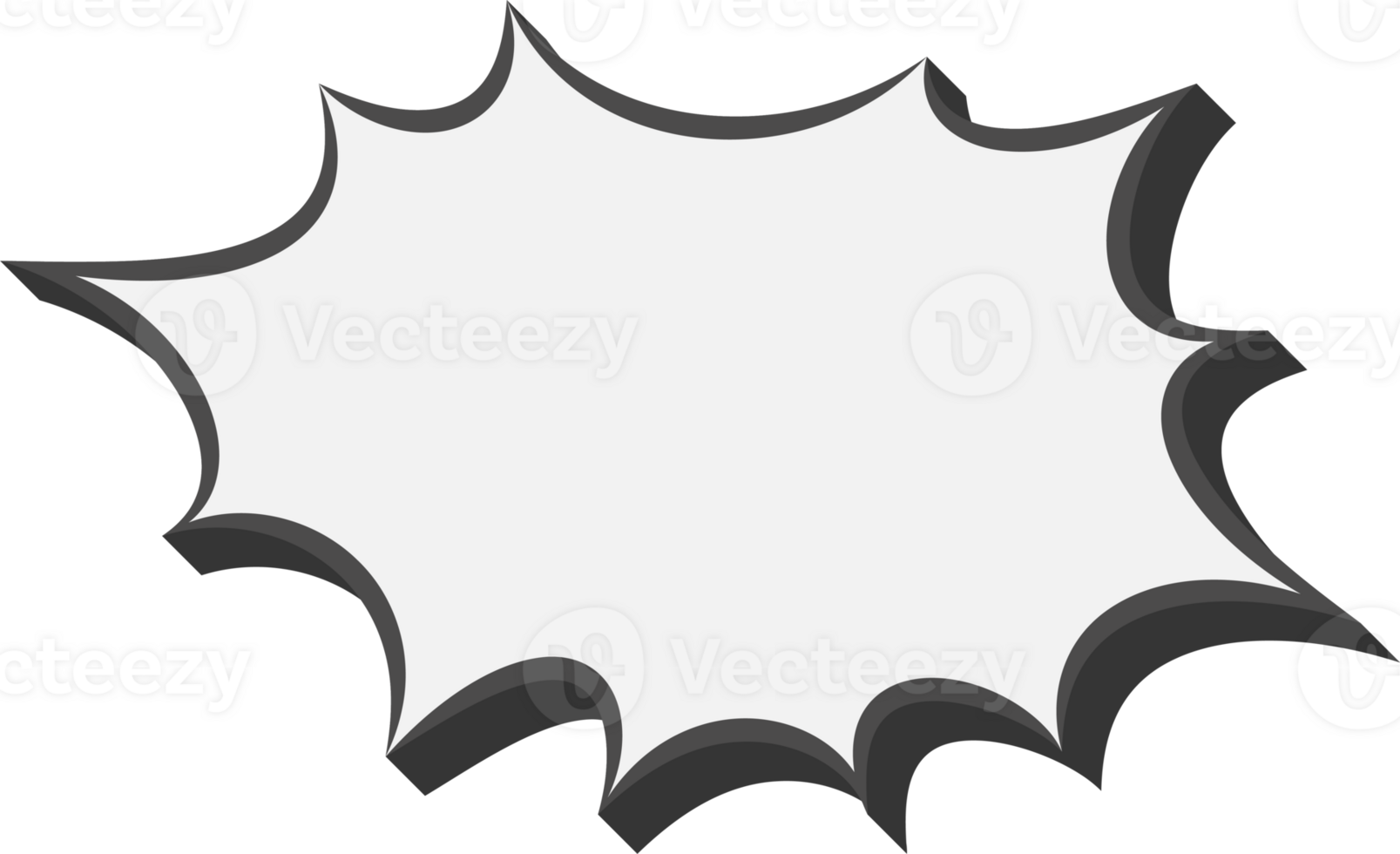 Manga speech bubble. Comic text frame with pop art effect. Balloon chat shape for dialog. Cloud for shock shout and scream action messages. Irregular cartoon decoration png
