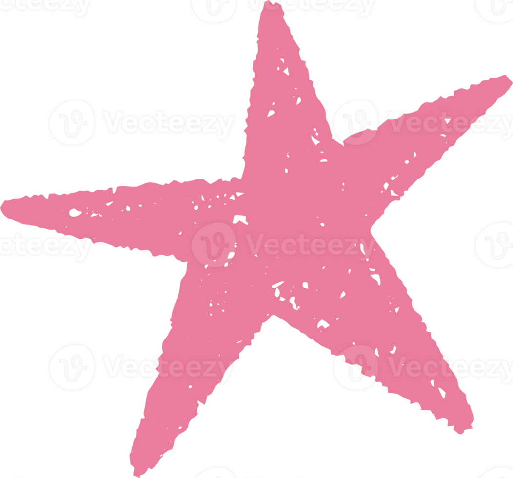 Star shape. Abstract pencil and crayon kids drawing. Spiky geometric element. Hand drawn rough edge sparkle png