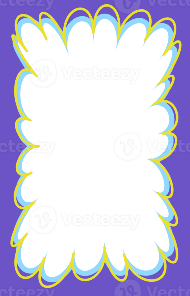 Wavy scallop border. Rectangle fun wavy frame. Cartoon hand drawn shape for text picture and photo. Doodle groovy psychedelic template. Abstract funky decorative y2k squiggle bubble png