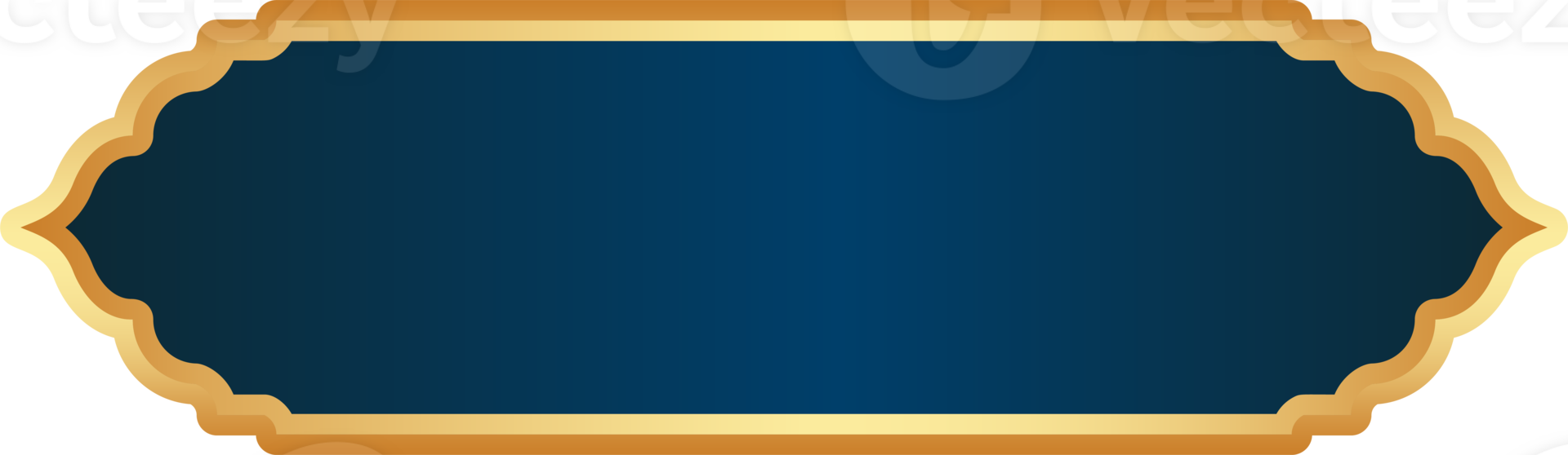Islamic Ramadan golden frame. Arabic design with Turkish ornament and blue background. Arabesque ribbon sticker for tag banner and sale flyer. png