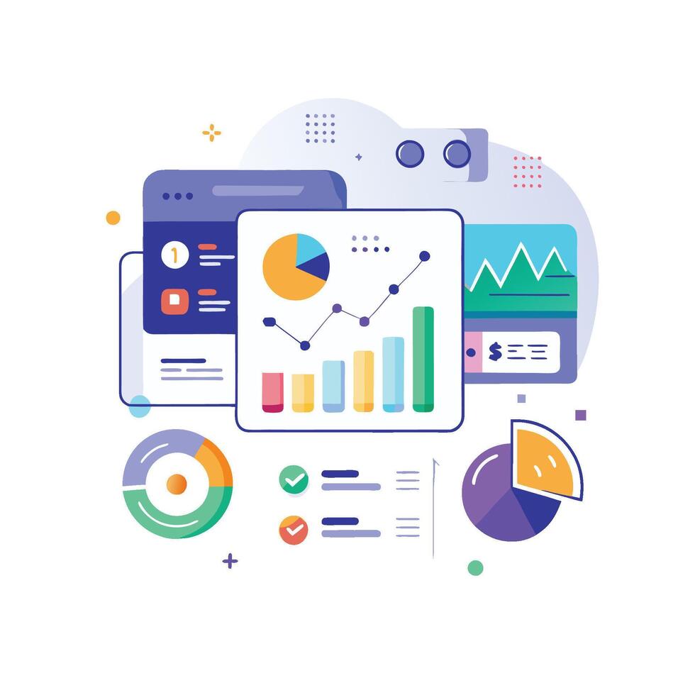 Interface for Data Insights and Comparison on White vector