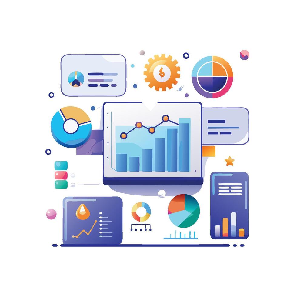 Data Insights and Comparison UI on a Clean White Background vector
