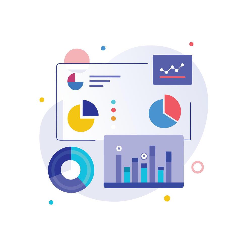 Data Comparison and Insights Dashboard on White Background vector