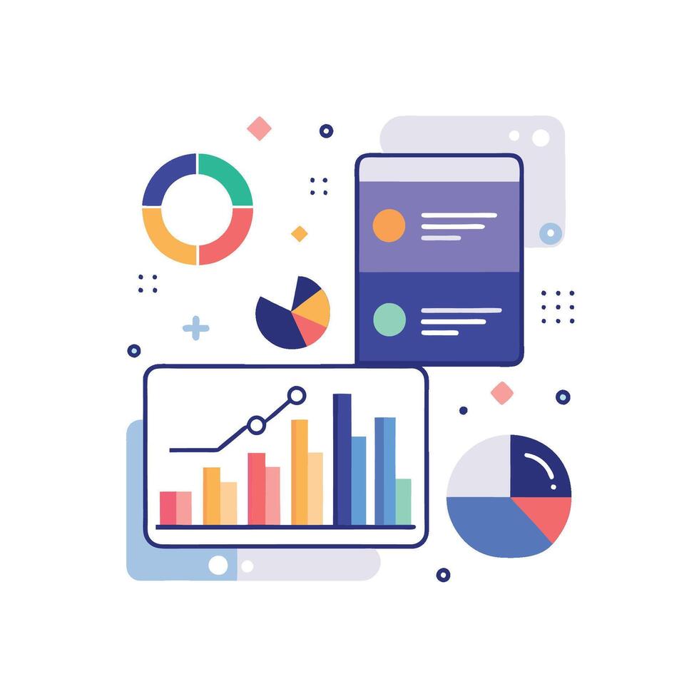 Data Comparison and Insights UI on White Background vector