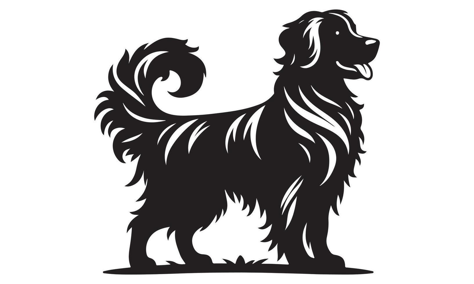 A black and white silhouette of a dog vector