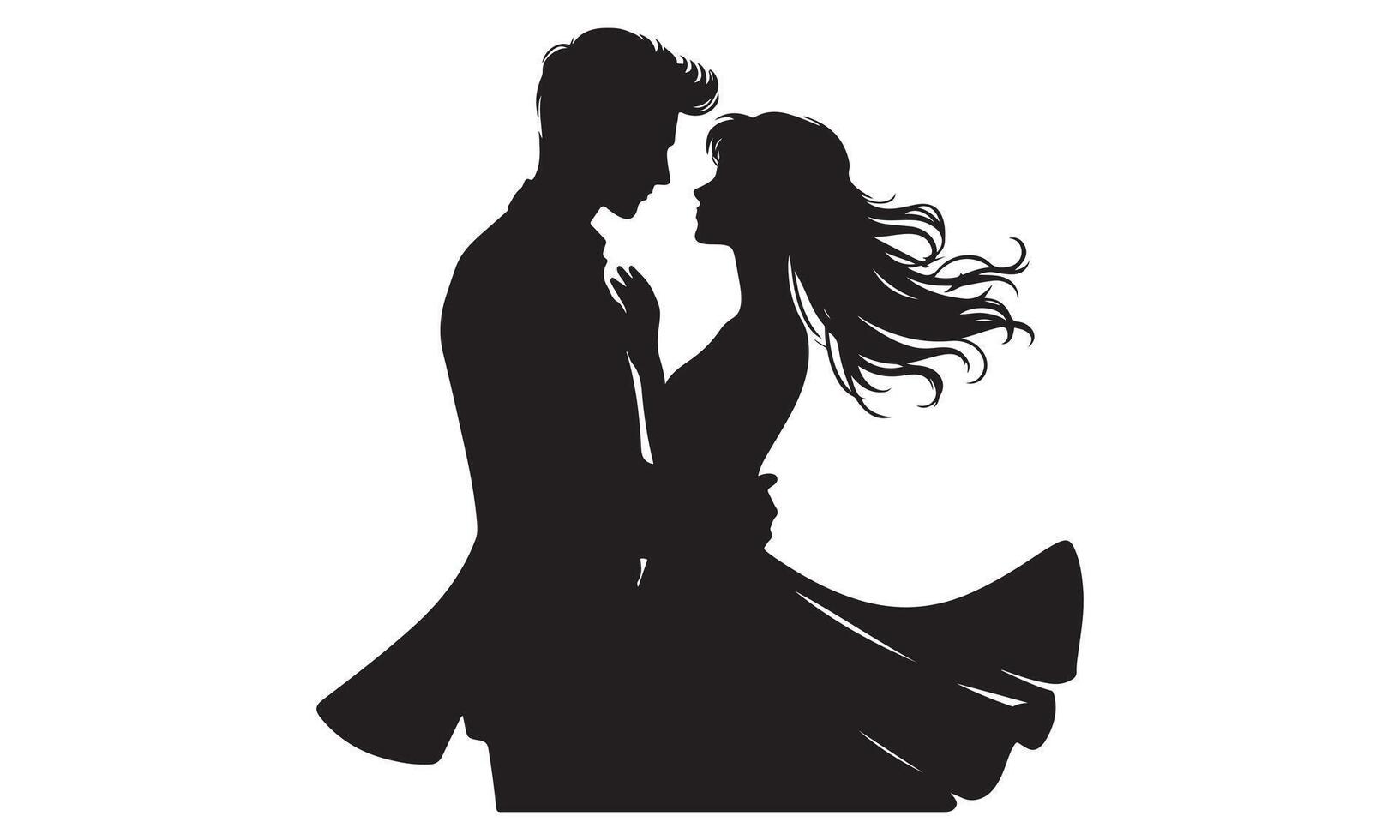 Silhouette of a couple dancing in the rain vector