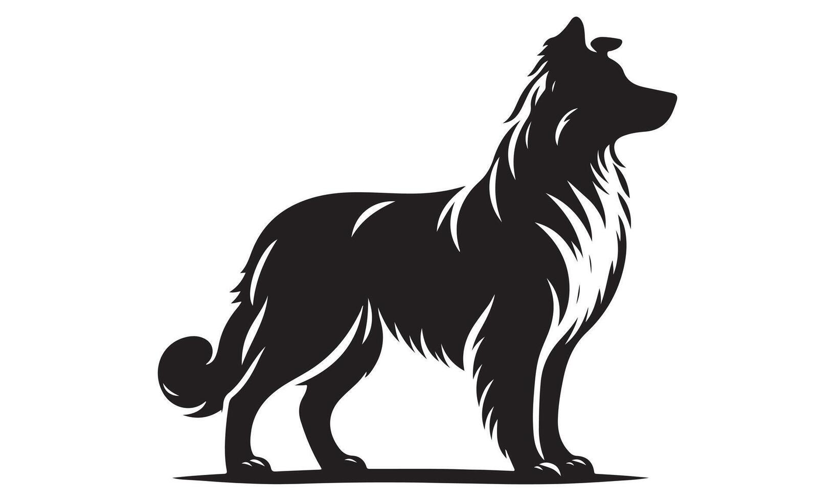 A black and white silhouette of a dog vector