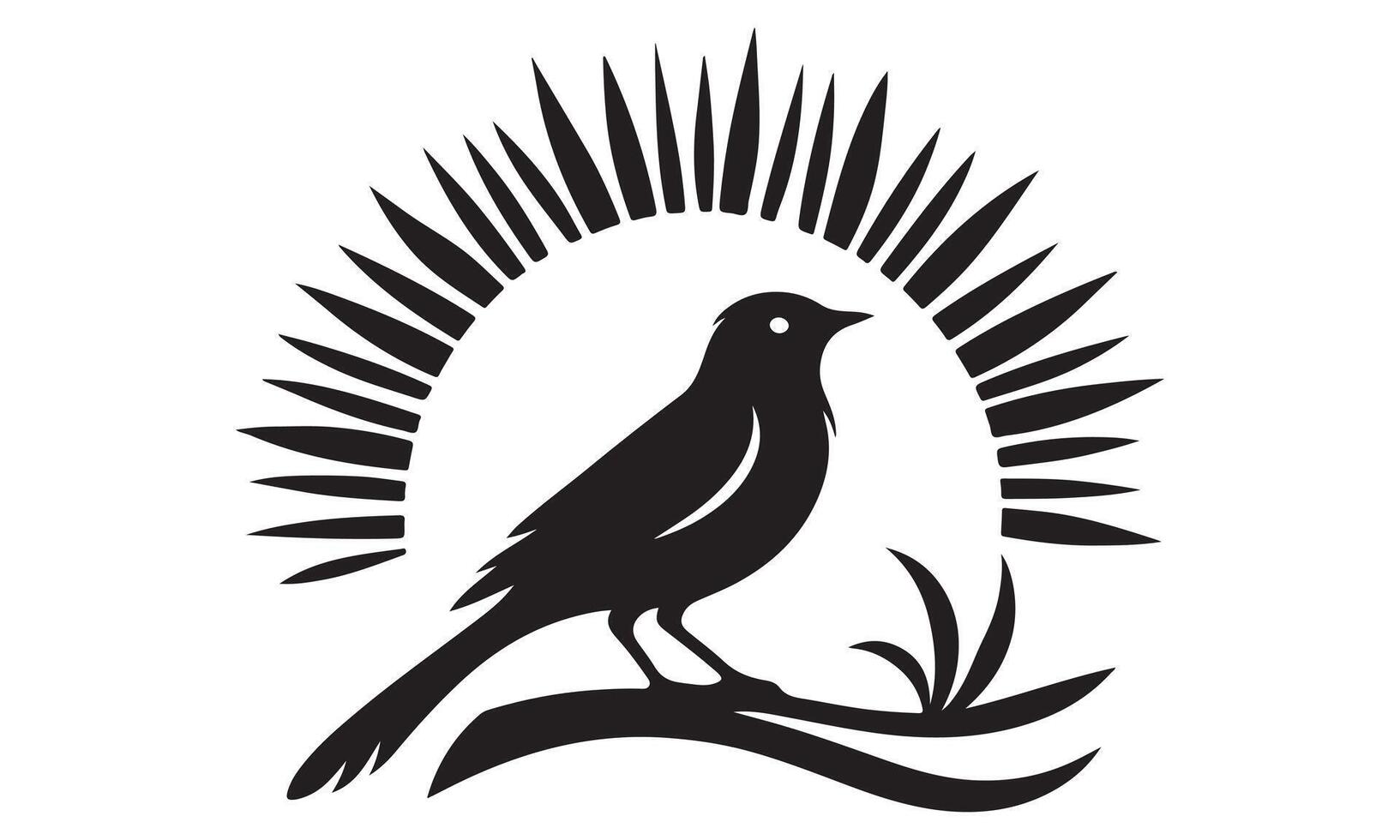 A black and white bird sitting on a branch vector