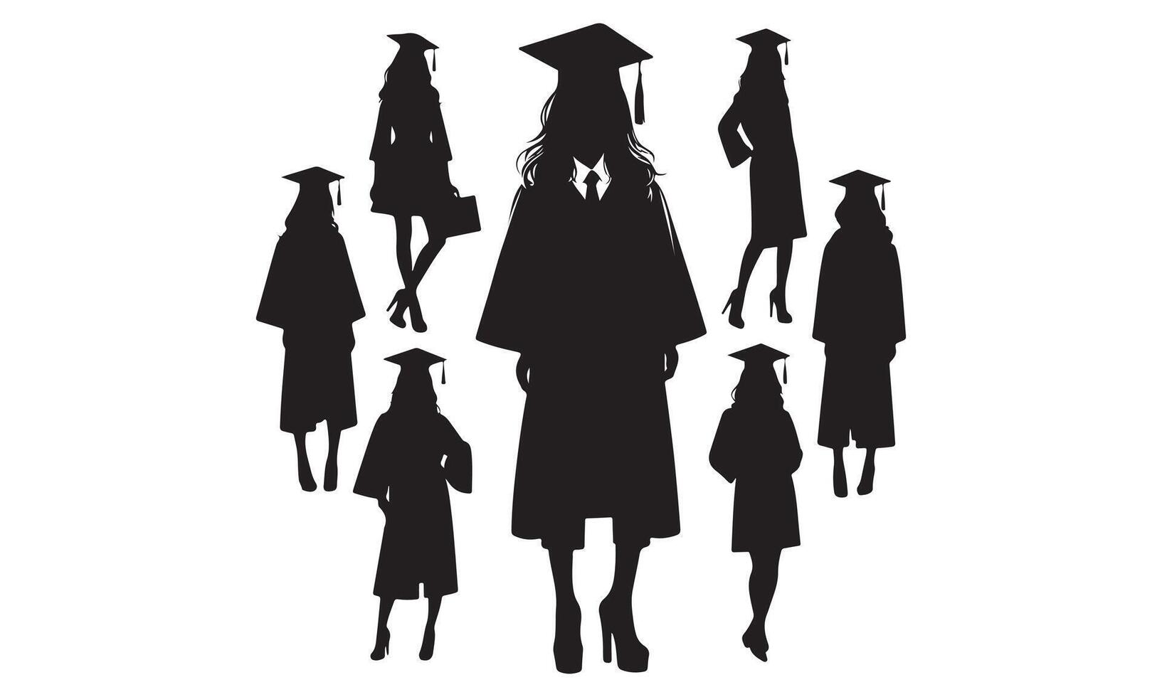 Graduation silhouette of a woman in graduation gown vector