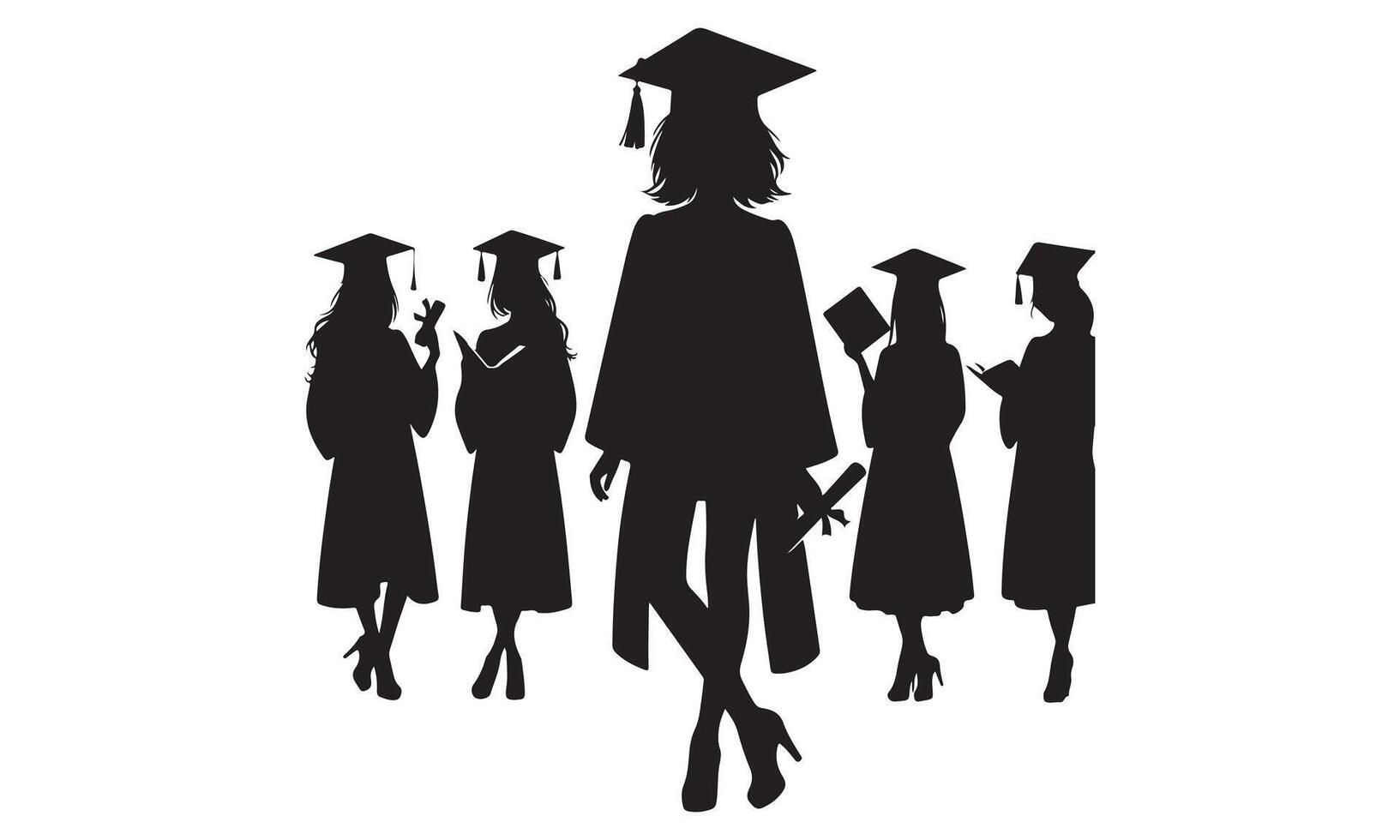 Graduation illustration Silhouetted vector