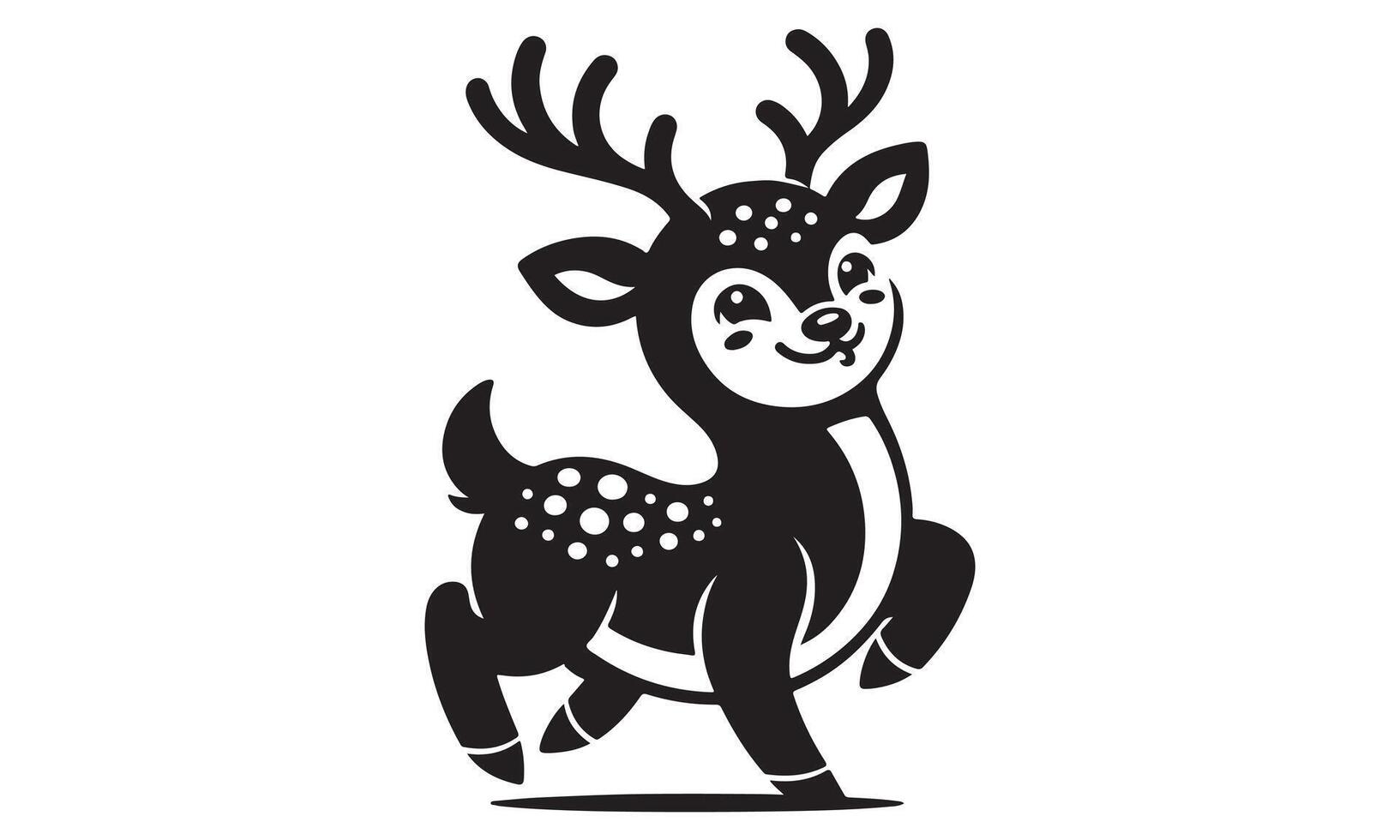 A black and white deer with antlers vector