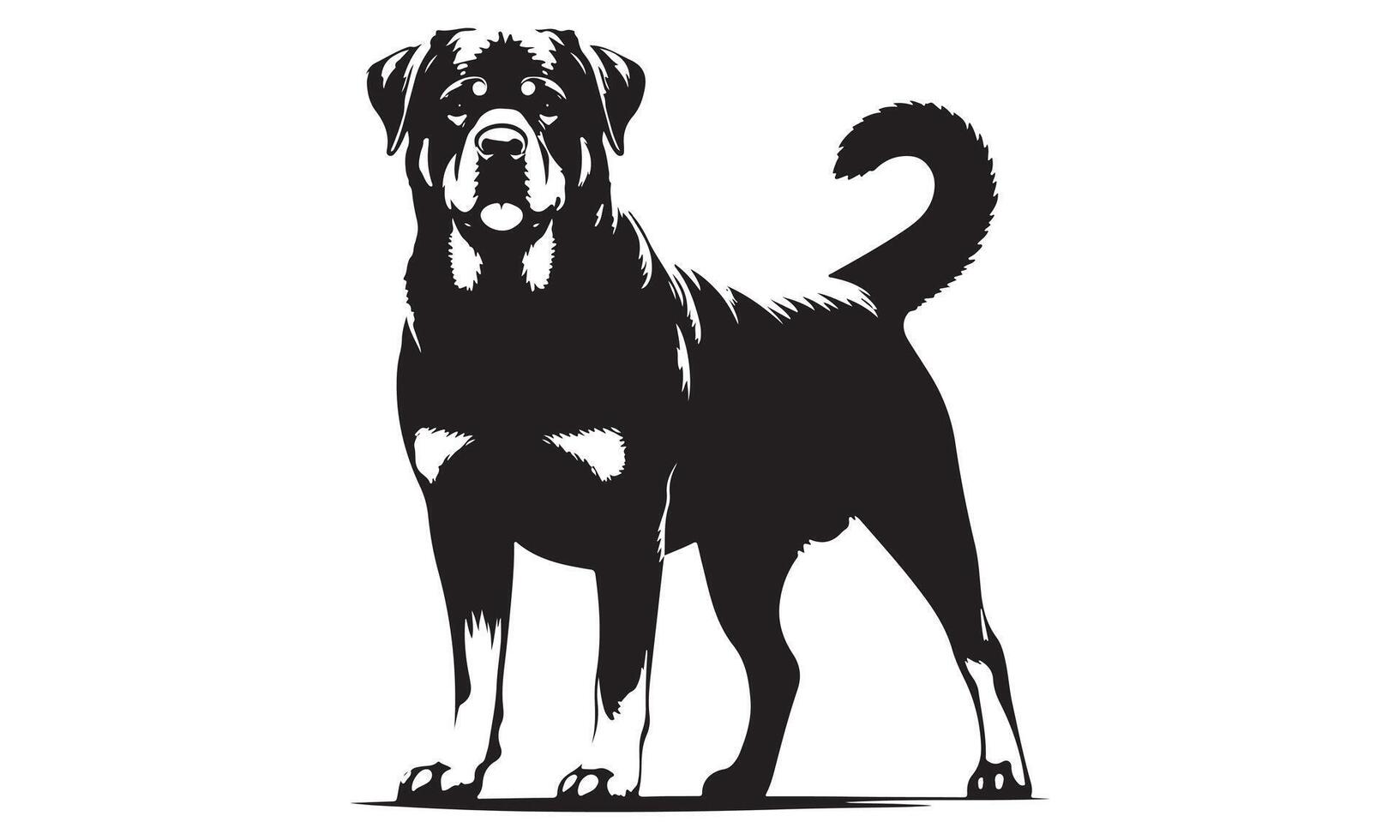 A black and white dog silhouette on a white background vector