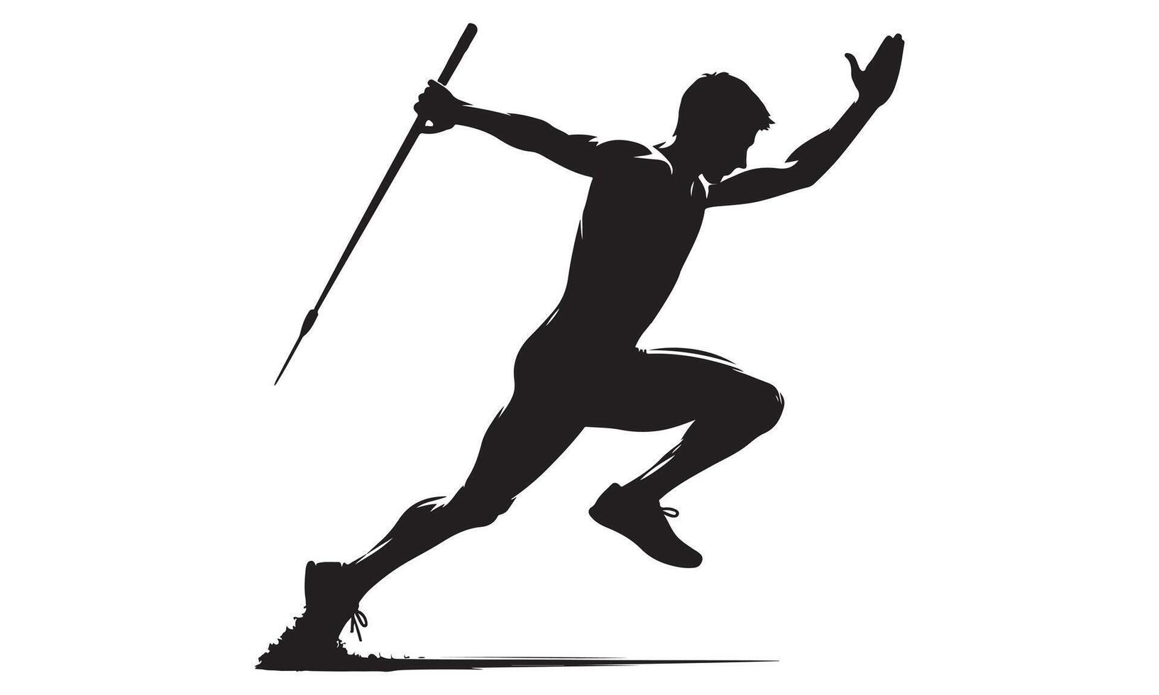 A silhouette of a man running with a pole vector