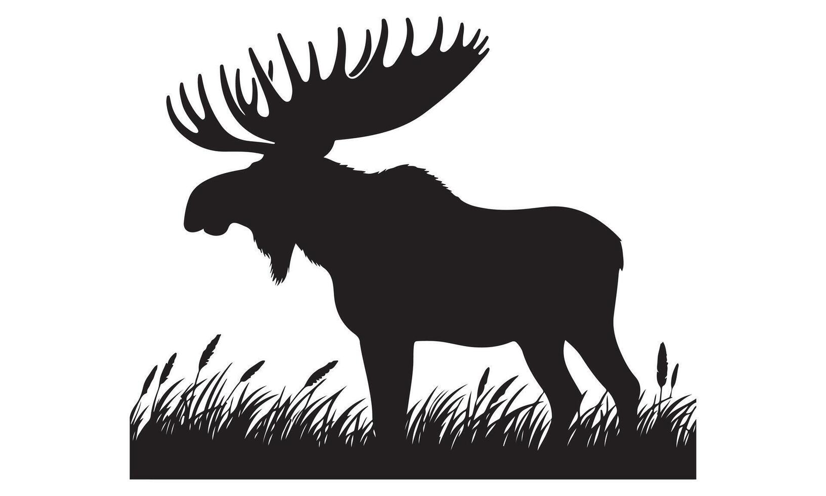 Moose silhouette in the grass vector