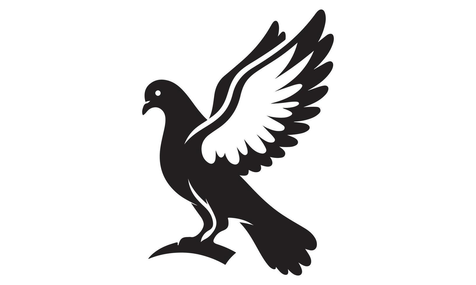 A black and white logo of a pigeon vector