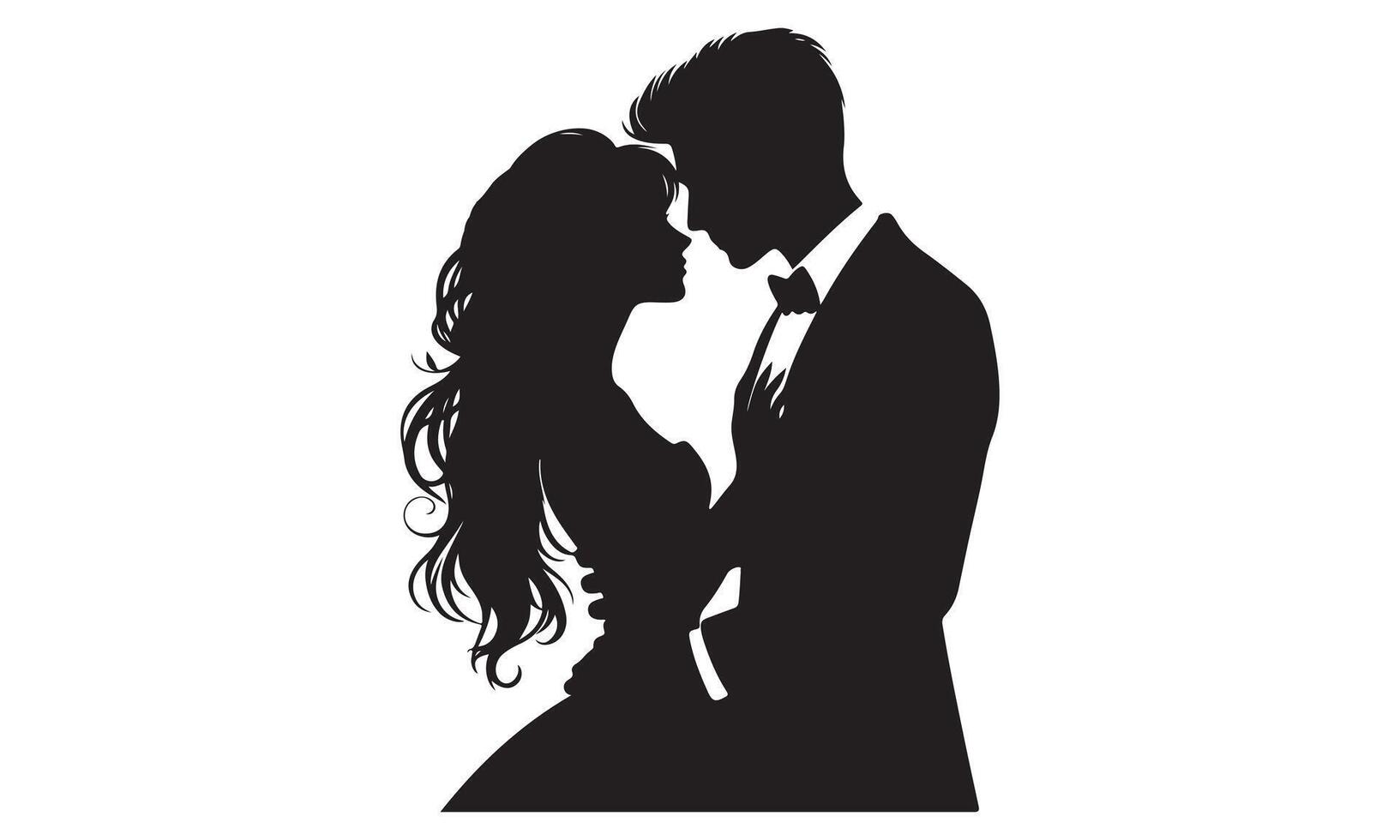 Silhouette of a man and woman in formal attire vector
