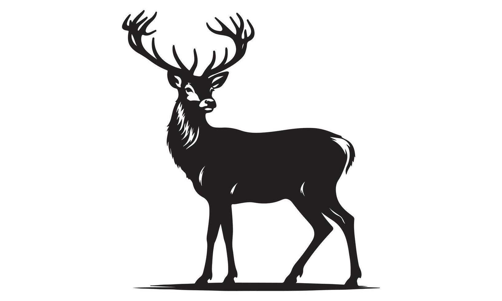 A black and white silhouette of a deer vector