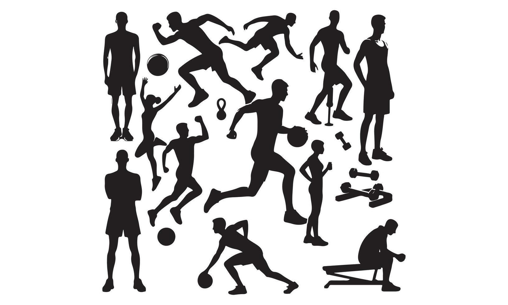 Silhouettes of people playing sports on a white background vector