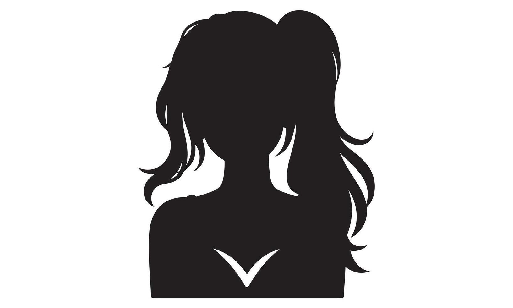 A silhouette of a woman's head with long hair vector