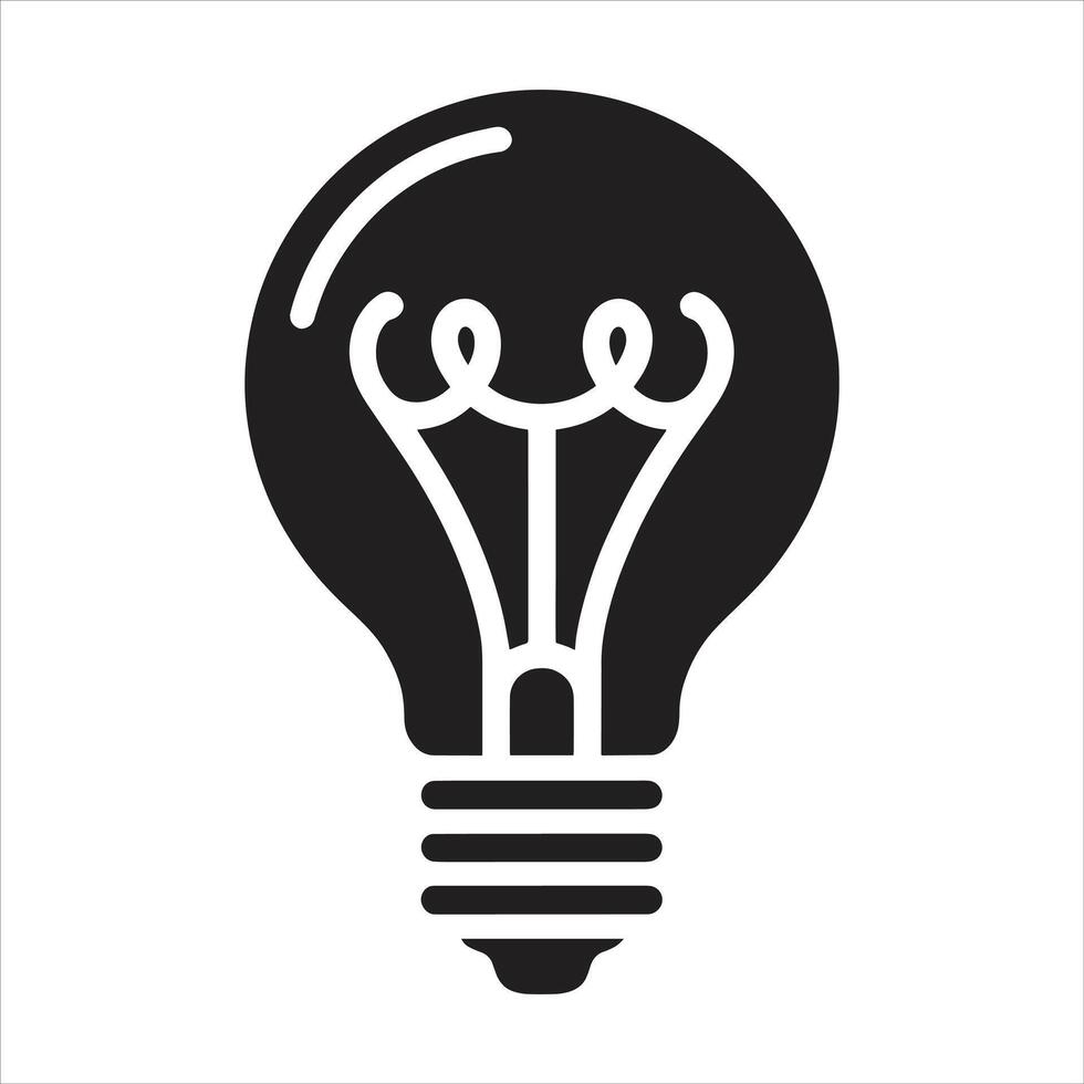 Bulb Icon Black and White Silhouette vector