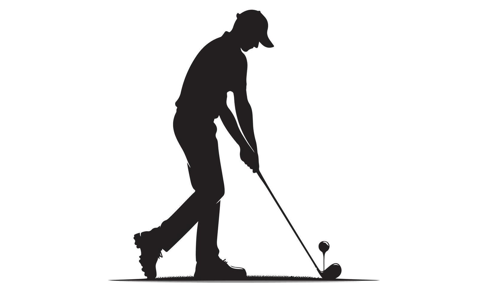 Silhouette of a man playing golf on a white background vector
