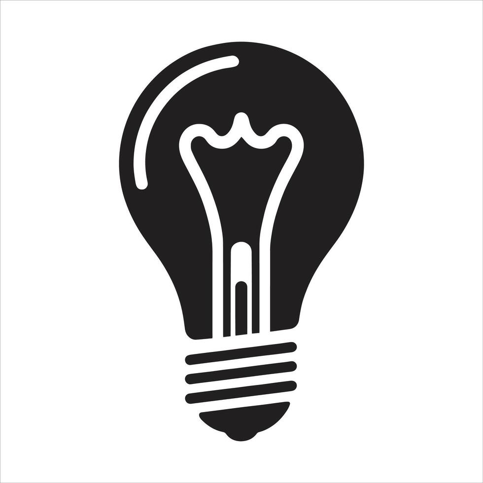 Electric Bulb A Symbol of Idea Black and White Silhouette Icon vector