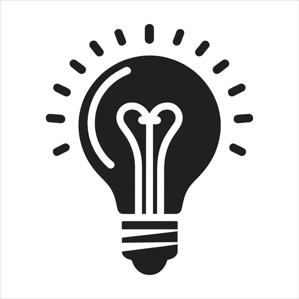 Idea Bulb Black and White Silhouette Icon vector