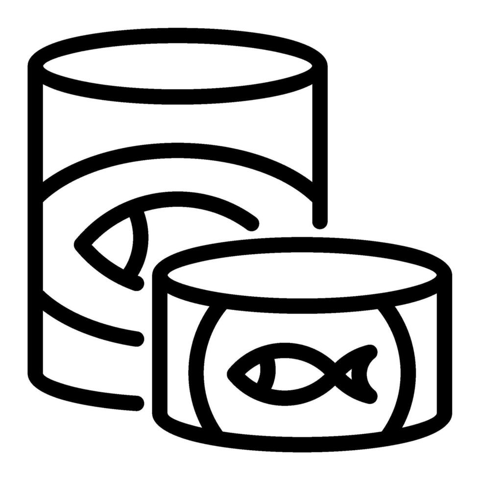 Canned Fish Line Icons. Sardines line icon. concepts, fin, packaging, outline, product, menu, lunch, fish, preserve, tin, illustration, seafood vector