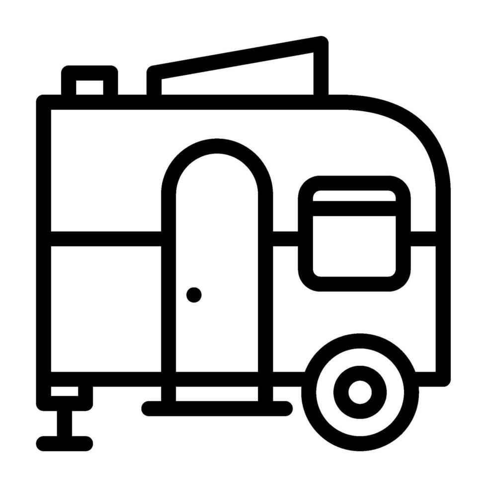 caravan trailer line icons. camping trailer line icon. van, motor, outline, recreation, trip, vehicle, drive, journey, automobile, graphic, transport vector