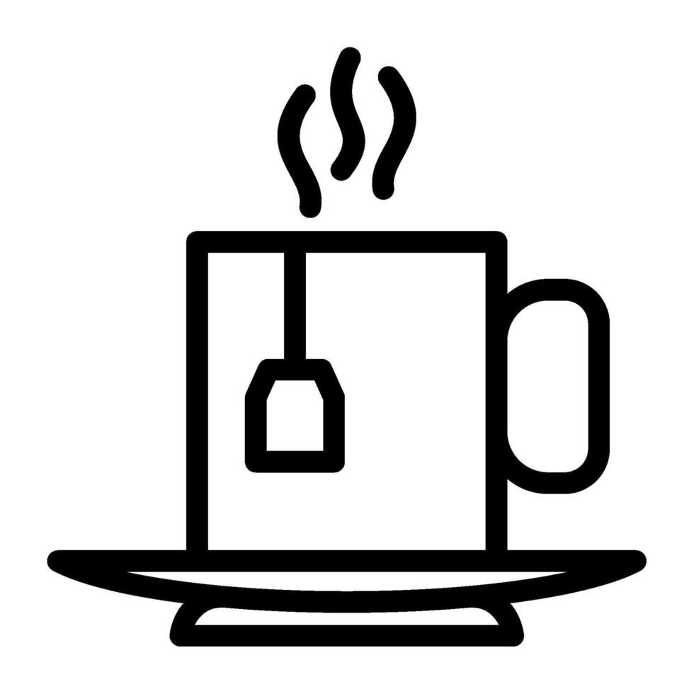 Tea cup with teabag line icons vector