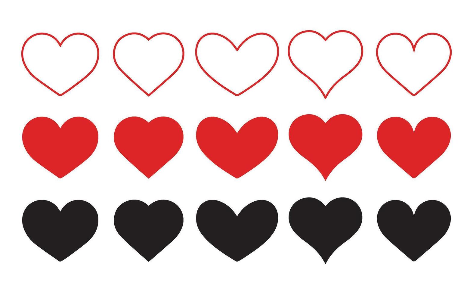 Red heart icon set vector