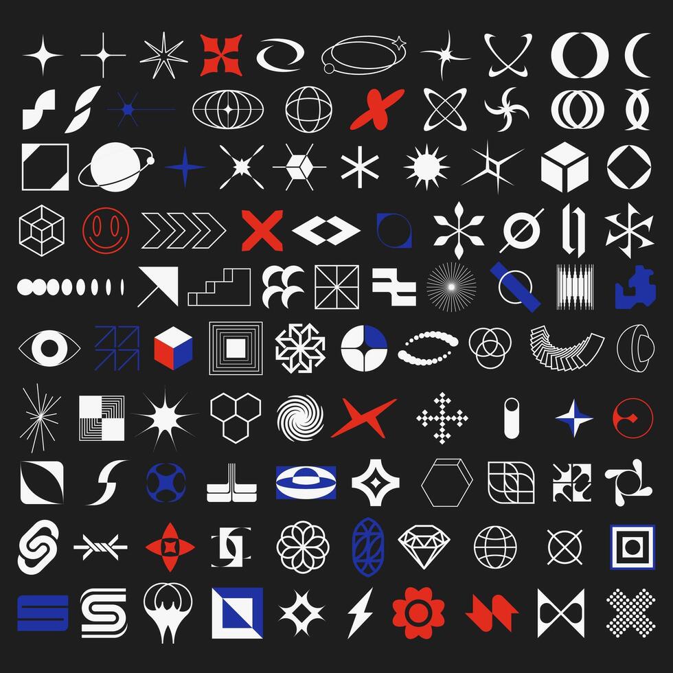 A large collection of different symbols and shapes vector